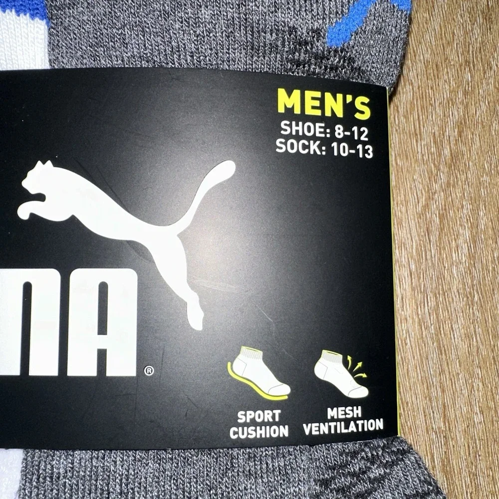 Puma Men's Training Quarter Crew Socks‎ 6 Pair Size Sock 10-12 Shoe 8-12 NWT
